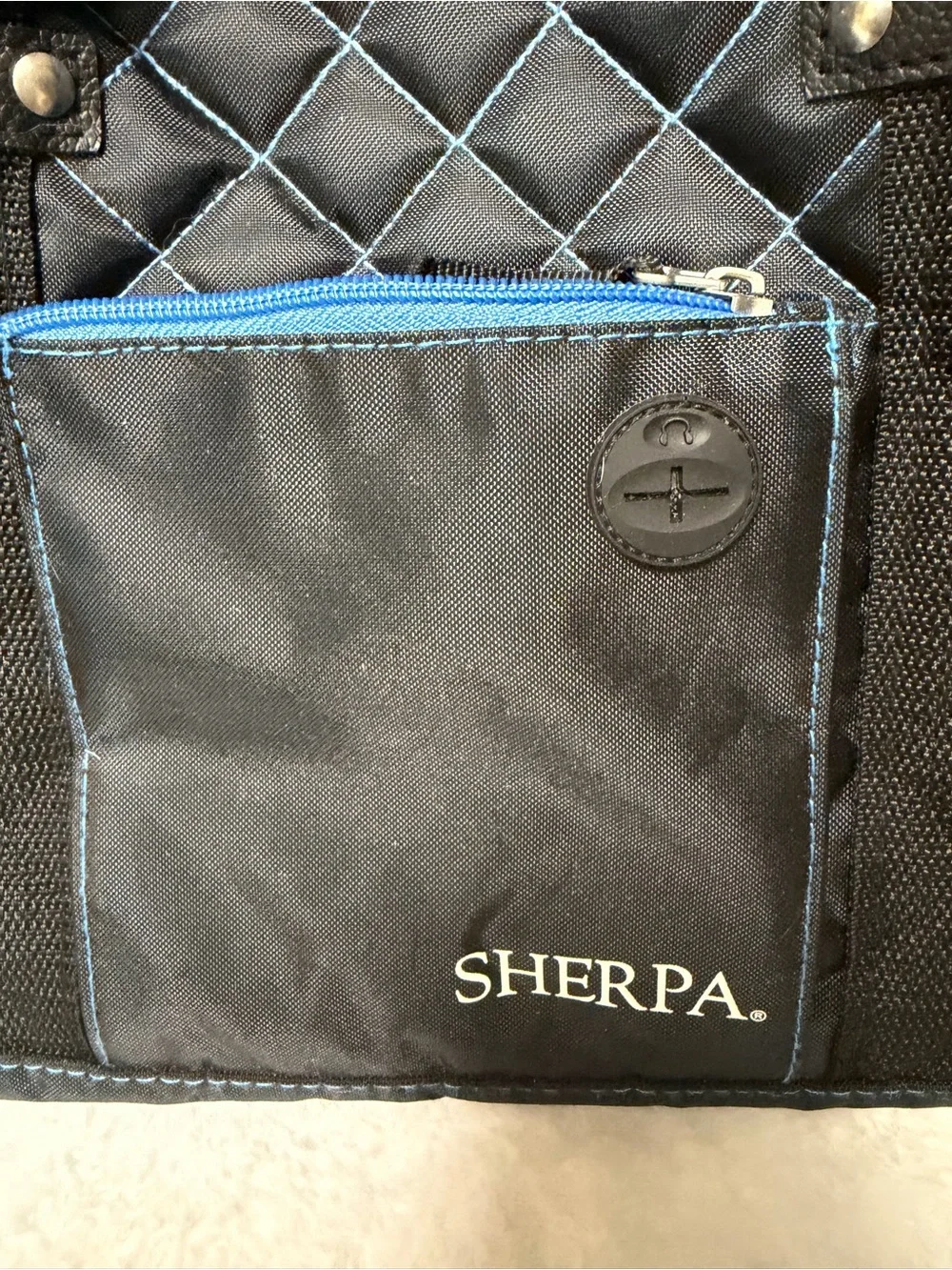 Sherpa Quilted Black and Blue Travel Dog Carrier
